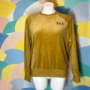 Fila mustard yellow velvet sweatshirt long sleeve pullover